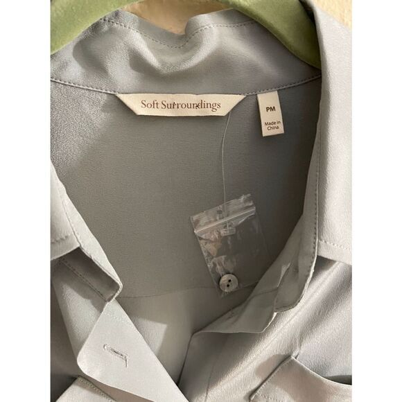 Soft Surrondings Womens Button Down Shirt Sz PM Grey New - Picture 5 of 5